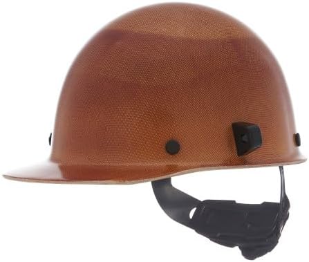 MSA 482002 Skullgard Cap Style Safety Hard Hat with Fas-Trac III Ratchet Suspension, Welders Lugs Attached | Non-slotted Hat, Phenolic Resin, Radiant Heat Loads up to 350F - Standard Size in Tan