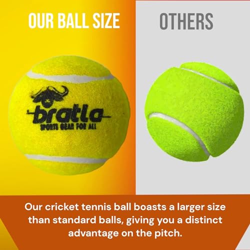 Bratla Pro Tennis Balls for Cricket - Lightweight Cricket Ball Tennis Ball for Tape Ball Cricket Bat (Pack of 6)