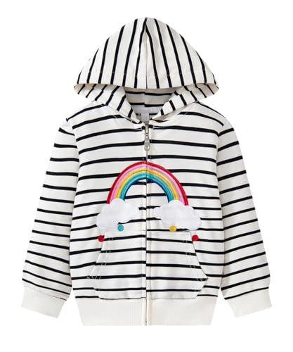 Akyzic Girls Zip Up Hoodie Toddler Lightweight Fall Jacket Cotton Unicorn Hooded Sweatshirt Kids Winter Outerwear