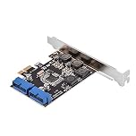 2 Port USB 3.0 PCIE Internal Card, PCI Express Expansion Card up to 5Gbps Chipset 19 Pin USB 3.0 Card Adapter with Low Profile