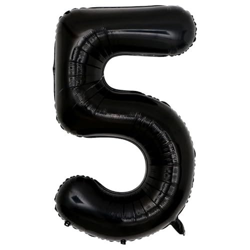 Palloncini gonfiabili da 81,3 cm, colore rosso, nero, oro, argento, rosa, numeri, compleanni, matrimoni, feste, palloncini gonfiabili, colore nero, 5