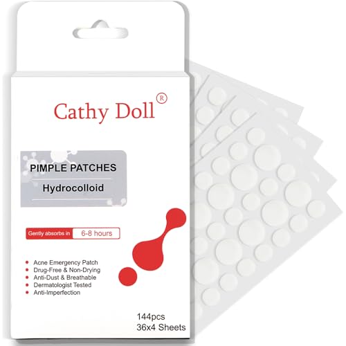 Cathy Doll Pimple Patches, Hydrocolloid Acne Pimple Patches for Face Invisible Zit Absorbing Stickers for Skin Care Blemish Cover