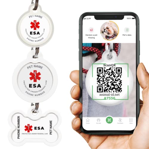 Custom Emotional Suport Animal QR Tag - ESA Dog Tags Personalized for Pets - Emotional Support Dog Tag Personalized with Name and Phone Number