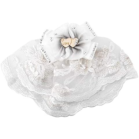 Telituny Pet Veil - Pet Wedding Veil 7.9×5.9in Bow Veil Dog Flower Headdress Diamond Bow Veil Clip Pet Dog Accessory for Small and Medium Dogs as Pet Dress at Weddings(White) Cover