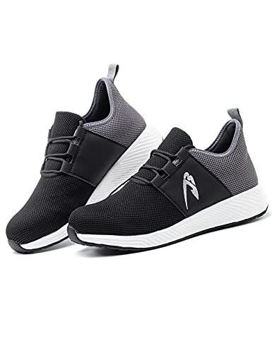 Legou Zapatos de seguridad para hombre, antigolpes, ligeros, transpirables, con puntera de acero, zapatos antigolpes, gris, 41 EU