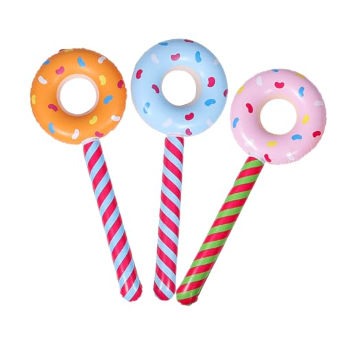 DIKACA 3 Uds Globos Inflables De Juguete Con Forma De Donut Palos De Donut Piruletas Inflables Para Donut Palos Inflables Para Piscina Palos De Ruido Para Porristas Recuerdos De
