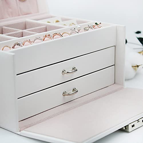 Joyero organizador de 3 capas con compartimentos grandes para collares y anillos, estuche de almacenamiento de accesorios para el hogar