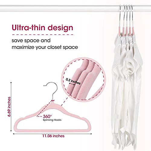 Minnebaby Velvet Baby Hangers 30 Pack, Ultra Thin No Slip Nursery Clothes Hangers With 6 Pcs Cute Clothing Dividers For Baby Boys & Girls Closet Organizer, Pink Kids Hangers #TOP5