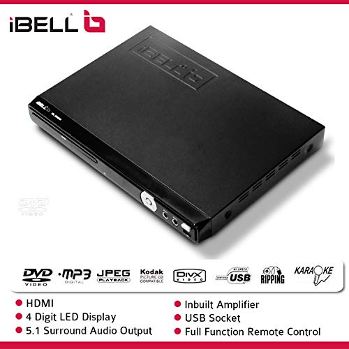 Image of iBELL 3288HD DVD Player with Built-in Amplifier, 4 Digit Display,HDMI & USB Copy Function, Black