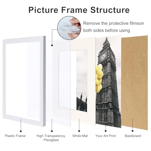 BSRHOME 4x6 Picture Frame Set of 12, Display 3.5x5 with Mat or 4x6 Without Mat, Photo Frames for Wall Mounting or Table Top Display, White by BSRHOME - Used condition - Image 5
