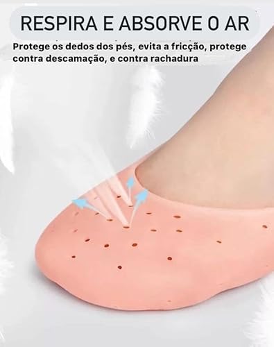 Meia Palmilha Silicone, Hidratante, Protetor Pés Calcanhar Dedos Sapato Conforto Ortopédico Alívio D