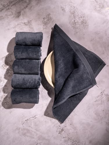 Image of DAMENSCH 100% Cotton Face Towel, Super Soft Gym for Workout, Ultra Absorbent Towel for Women, Quick Dry, Long Lasting Colours Face Towel Set-Twilight Grey III