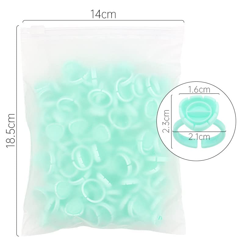 100pcs Glue Rings for Eyelash Extensions - Lash Extension Glue Ring Holder Cup for Professional Lash Tech Supplies – Adjustable, Disposable & Flower Rings for Nail Art, Tattoo & Makeup - GREEN image 5