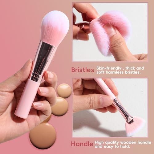 JPNK Makeup Brushes Set – 21PCS Makeup Sponge Triangle Puff Premium Synthetic Foundation Powder Concealers Eye Shadows Blush Brushes with Face Clean Brush