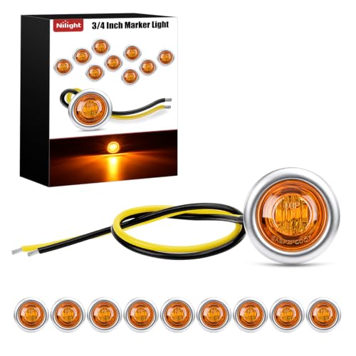 Image of Nilight 3 /4 inch Round Marker Lights 10PCS Amber Side Bullet Clearance Light