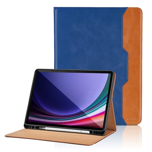 Housse Samsung Galaxy Tab S9 Ultra en Cuir PU Bleu Finition Premium
