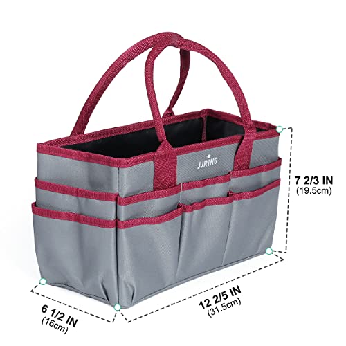 Image of JJRING Craft and Art Tote - 600D Grey Nylon Fabric Art Sewing Organizer Bag with Pockets - for Craft, Scrapbooking, Medical, and Office Supplies Storage