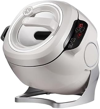 Automatic Cooker, 6L Electric Cooker Wok Rice Fryer, 360  Automatic Rotation, For Saut , Boil, Cooking, One Click Start, 3 Speed Adjustable White