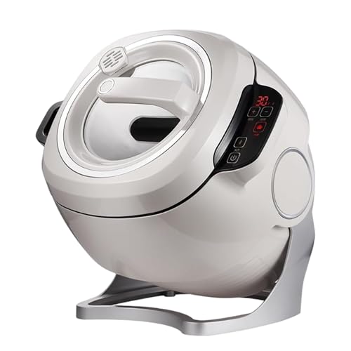 Machine de cuisson automatique, 6 L électrique Wok Machine à riz frit, démarrage en un clic, 3 vitesses réglables, rotation automatique à 360°, pour sauter, ragoût, cuisson