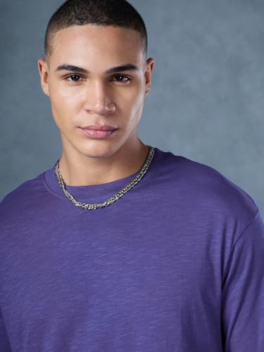 Image of Bewakoof Men's Solid Oversized Fit Half Sleeve Round Neck T-Shirt Air 1.0 | | Lightweight | Multipurpose