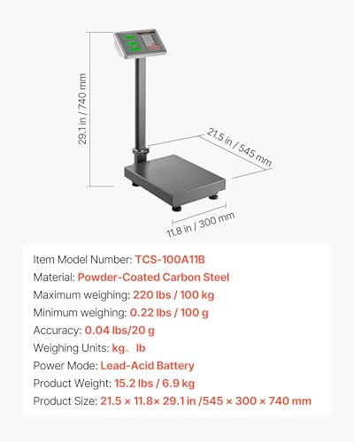 Báscula digital VEVOR para plataforma, 220 lbs capacidad miniatura 7