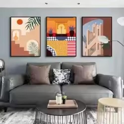Affiches murales de bâtiments urbains de style bohème sur toile premium