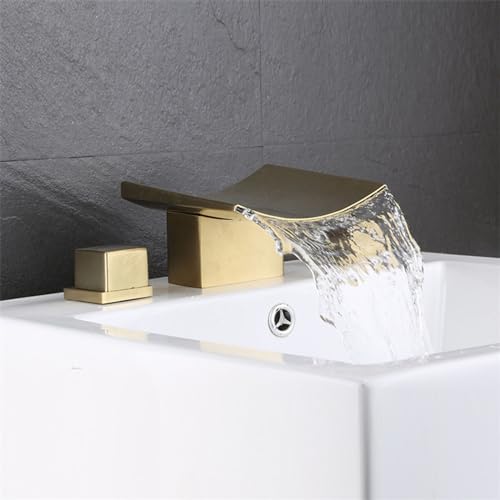 Robinet cascade lavabo salle de bain mitigeur évier 3 trous brossé - 3
