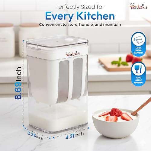 Image of Curd Strainer for Thick Curd & Greek Yogurt | 1100ml BPA-Free Hung Curd Maker | Heavy Duty Yogurt Filter for Labneh & Dahi