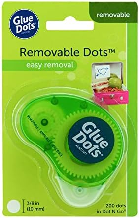Glue Dots Dot N' Go Dispenser with 200 (.375'') Removable Dots, Clear (03669E)