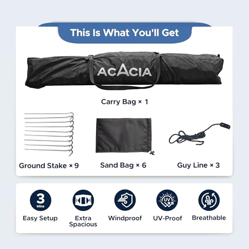 ACACIA Sun Shelter Pop up Beach Tent, 4-Person Portable Camping Tent with UPF 50+ Protection, Easy Setup Sun Shade, 9.5×9.5ft Privacy Sunshade for Beach, Camping & Backyard by ACACIA - Image 2