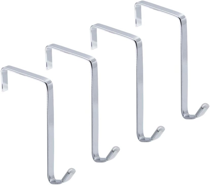 SayHi2U Over-The-Door Single Hanger Hook, Durable Metal Organizer for Hanging Coat Towel Bag Robe, Back of Bathroom and More (Silver, Single 4 Pack)