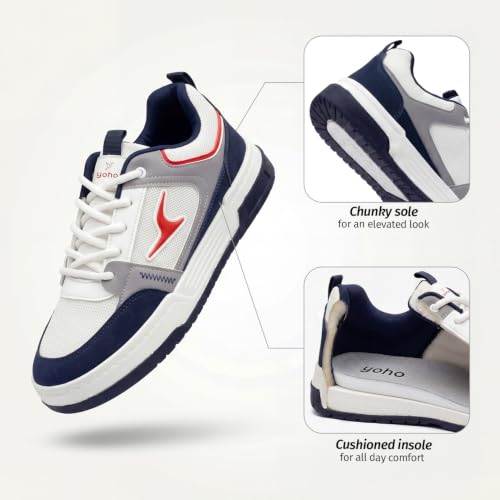 Image of YOHO Men's Sneakers Flo | Stylish & Comfortable | Low Top, Lace Up Casual Shoes for Man /Gents