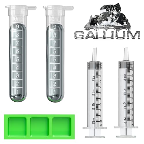 Gallium Liquid Metal 100 Grams, 99.99% Pure Melting Gallium - Two 50g Vials (100g), Two Syringes,...