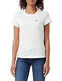 Bio-Baumwoll-Jersey Calvin Klein Jeans Damen Ck Embroidery Slim Tee Hemd, Bright White, XS