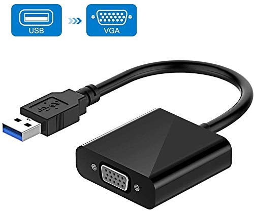HOPLAZA Adaptateur USB vers VGA, Convertisseur VGA USB Multi-Affichage, Résolution Jusqu'à 1920 x 1080, Multi-Moniteur, Adaptateur USB 3.0 vers VGA pour Windows 10/8.1/8/7