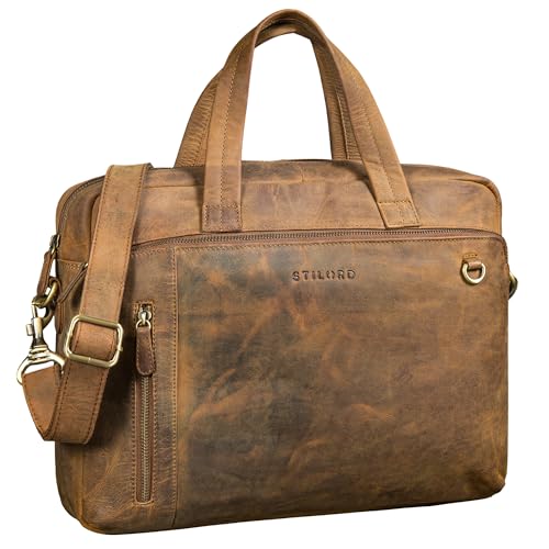 Serviette cuir véritable STILORD mallette de luxe ordinateur 15 pouces