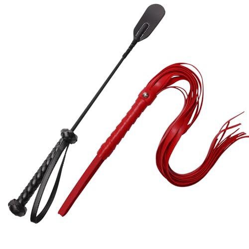 Zhaoyao 2P Riding Crop for Horses, Horse Whip of 18in and 21in with Different Flexibility Lightweight Leather Whip for Comfortable and Convenient Use in Multiple Scenarios