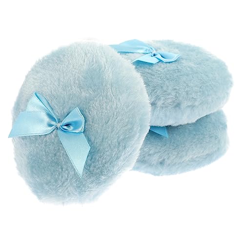 VICASKY 3pcs Powder Puff Cute Sponge Dusting Travel Size Powder Talcum Refreshing Puff Soft Toiletry Body Powder Puff Plush Ribbon Sky-blue