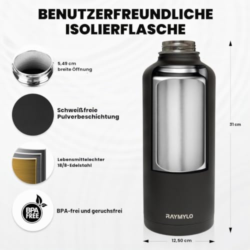 RAYMYLO 2.5L isolierte Edelstahl-Thermosflasche，3-Schicht-Vakuum-Edelstahl – Ansicht 5