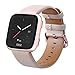 Surace Compatible for Fitbit Versa Bands,Versa Lite Leather Band Replacement for Fitbit Versa Band for Women Smart Watch Versa Bands for Men, Khaki