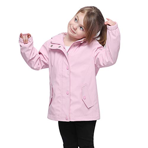 Image of Rokka&Rolla Girls' Rain Jacket Waterproof Rubber Slicker Toddler Raincoat for Little Girls 2T-12