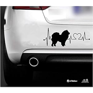 Artstickers Autosticker in de vorm van een hond Chow Chow, 20 cm, voor autoliefhebbers, zwart, stickers met hartslag…