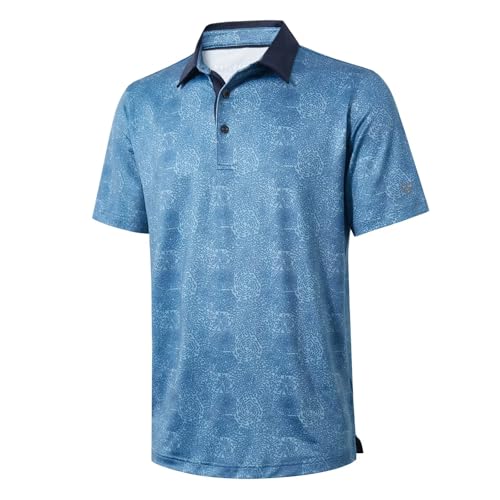 Image of Golf Shirts for Men Dry Fit Short Sleeve Print Performance Moisture Wicking Polo Shirt