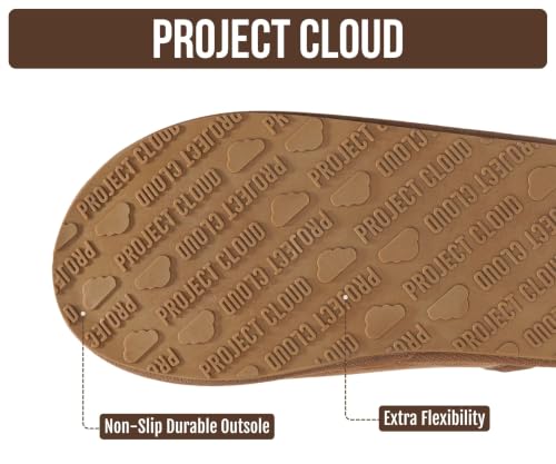 Image of Project Cloud Men's 100% Genuine Leather Shearling Memory Foam Slippers | Genuine Shearling Lining and Lightweight Non-Slip Indoor & Outdoor Wear Slippers for Men - Water-Resistant Mens Slippers