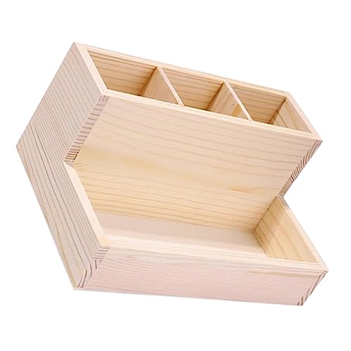 PAMINGONO Caja De Almacenamiento De Cosméticos De Madera Natural Organizador De Escritorio Multifuncional Para Maquillaje y Joyería Para Decoración De Mesa y Almacenaje De Accesorios