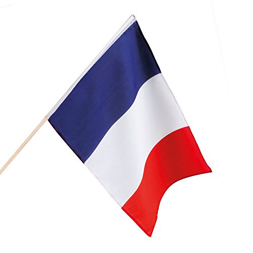Carpeta: Grand * * Drapeau France Main de décoration pour WM 2018 et antidérapante Ball Devise fête | avec véritable Bâtons | Drapeau Fan Rouge Blanc Bleu France