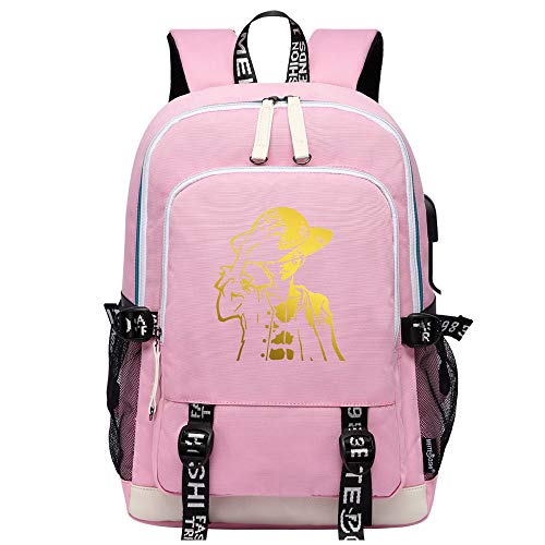 Anime One Piece Cosplay Mochila portátil Bolsa Escolar con Puerto de Carga USB 44x30x15cm