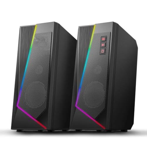 YYXZSL Altavoces RGB de música Envolvente estéreo de 3,5mm, Barra de Sonido for Ordenador 2,0, PC, Home Notebook, TV