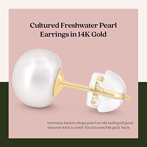 KEZEF Pearl Stud Earrings for Women 14K Real Gold Freshwater Cultured Pearl Earrings with Butterfly 14K Gold Back with Silicone3