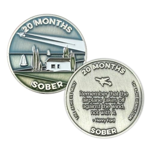 Image of The Achieve Mint 20 Months Sober Token | 20 Months Sobriety Chip | Non-AA, Non-Religious Medallion for Men and Women Celebrating Sobriety